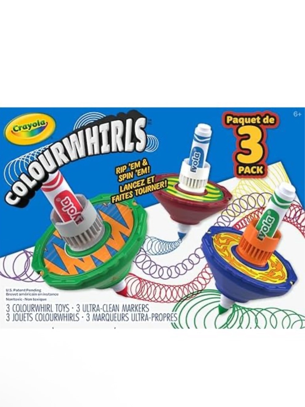 Crayola ColourWhirls 3-Pack Spinning Tops - New in Box